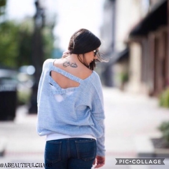 Periwinkle Blue Cross Back Sweater - Picture 3 of 8